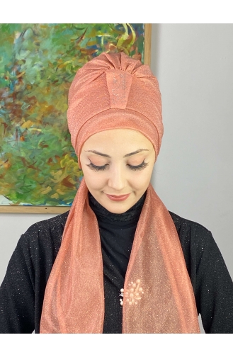 Hürrem Bonnet Écharpe Pailleté Single Unit 57ARA181222-01 Saumon 57ARA181222-01