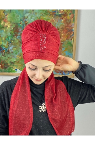 Hürrem Bonnet Écharpe Pailleté Single Unit 57ARA181222-03 Rouge 57ARA181222-03