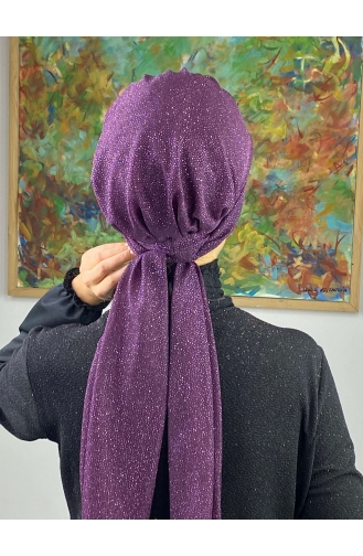 Hürrem Single Unit Glittered Scarf Bonnet 57ARA181222-05 Purple 57ARA181222-05