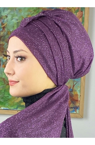 Hürrem Bonnet Écharpe Pailleté Single Unit 57ARA181222-05 Violet 57ARA181222-05