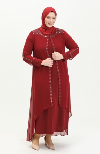 Claret red İslamitische Avondjurk 5066A-05