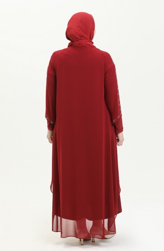 فستان سهرة بحجر مقاس كبير 5066A-05 أحمر غامق 5066A-05