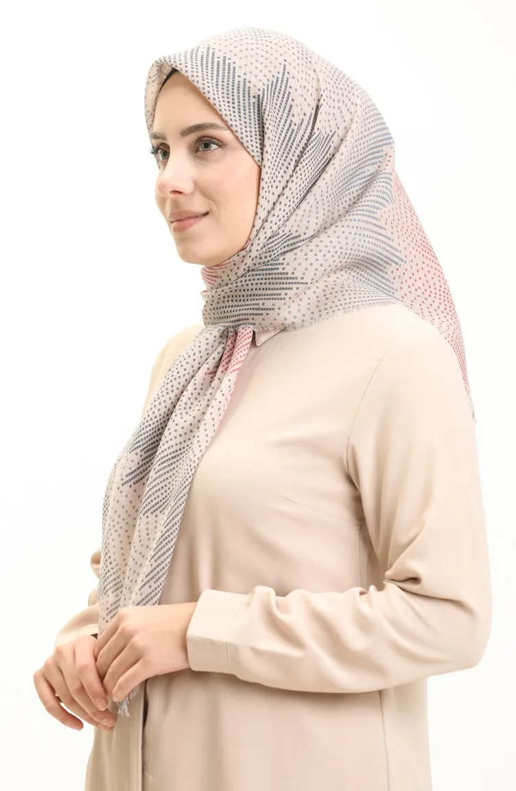 Écharpe à Motifs 13212-01 Beige Plum Clair 13212-01