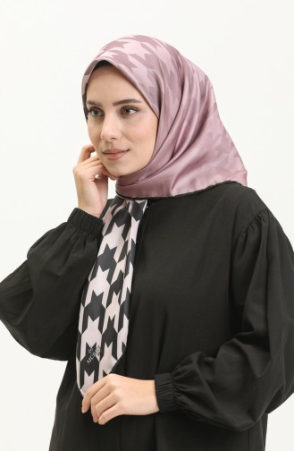 Gemustertes Twill Kopftuch 3004-03 Schwarz-Puderfarben 3004-03