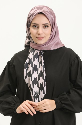 Gemustertes Twill Kopftuch 3004-03 Schwarz-Puderfarben 3004-03