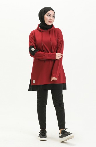 Cotton Tunic Trousers Tracksuit 2030-01 Claret Red 2030-01