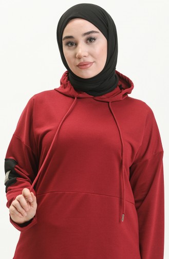 Pamuklu Tunik Pantolon Eşofman Takım 2030 2030-12 Bordo