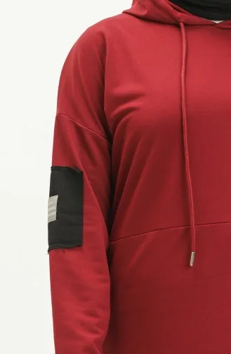 Pamuklu Tunik Pantolon Eşofman Takım 2030 2030-12 Bordo