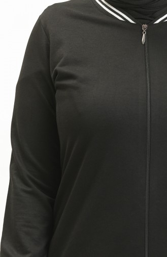 Große Größe sportliches Abaya 6083-01 Schwarz 6083-01