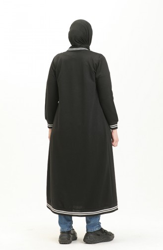 Große Größe sportliches Abaya 6083-01 Schwarz 6083-01