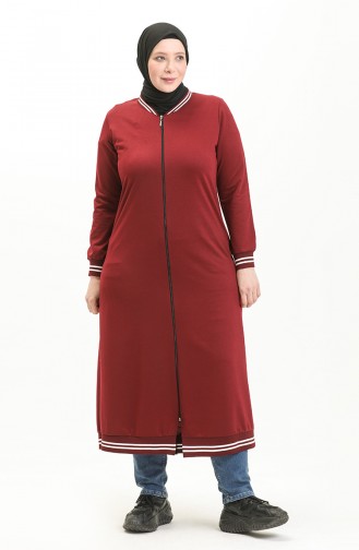 Große Größe sportliches Abaya 6083-02 Weinrot 6083-02