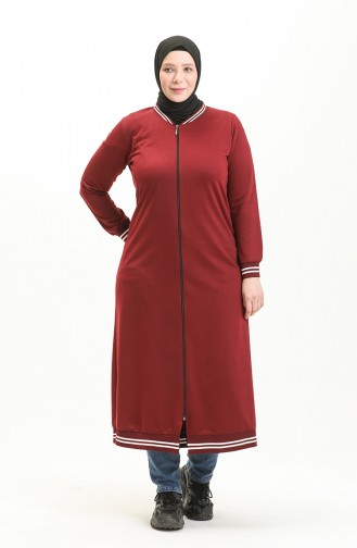 Große Größe sportliches Abaya 6083-02 Weinrot 6083-02