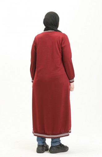 Große Größe sportliches Abaya 6083-02 Weinrot 6083-02