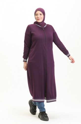 Große Größe sportliches Abaya 6083-03 Rotviolett 6083-03