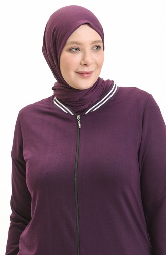 Große Größe sportliches Abaya 6083-03 Rotviolett 6083-03