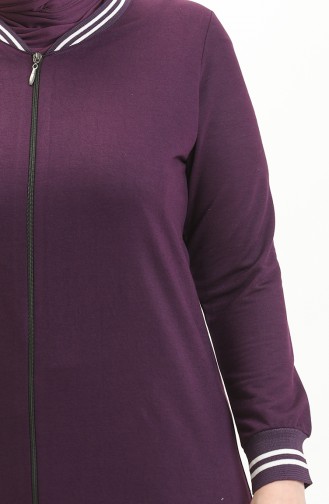 Große Größe sportliches Abaya 6083-03 Rotviolett 6083-03