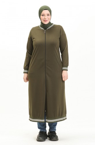 Große Größe sportliches Abaya 6083-04 Khaki 6083-04