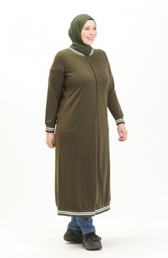 Große Größe sportliches Abaya 6083-04 Khaki 6083-04