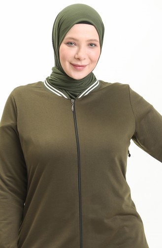 Große Größe sportliches Abaya 6083-04 Khaki 6083-04