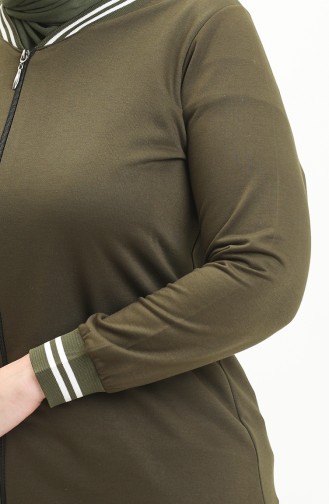 Große Größe sportliches Abaya 6083-04 Khaki 6083-04