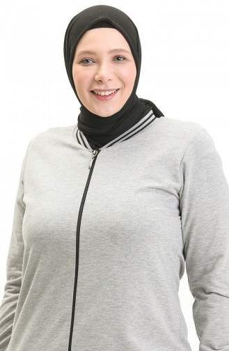 Große Größe sportliches Abaya 6083-05 Grau 6083-05