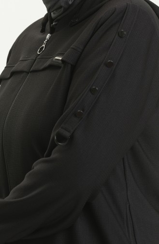 Kadin Buyuk Beden Tesettür Kolları Düğmeli Kislik Kap 5148 Mürdüm