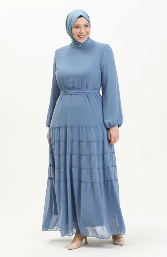 Robe de Soirée Plissée 5712-02 İndigo 5712-02