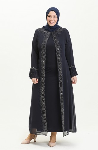 Dunkelblau Hijab-Abendkleider 4578.Lacivert