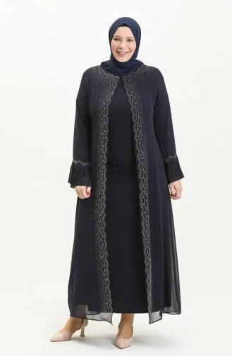 Dunkelblau Hijab-Abendkleider 4578.Lacivert