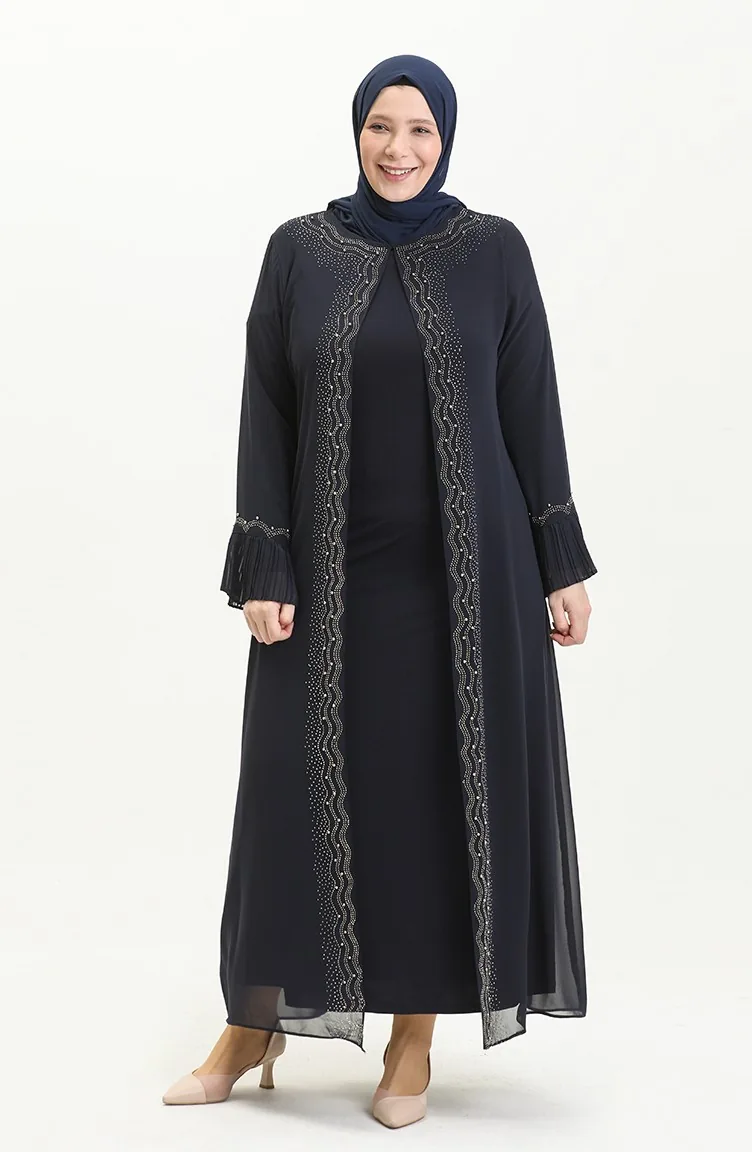 Dunkelblau Hijab-Abendkleider 4578.Lacivert