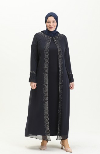 Dunkelblau Hijab-Abendkleider 4578.Lacivert