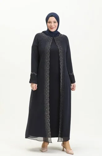 Dunkelblau Hijab-Abendkleider 4578.Lacivert