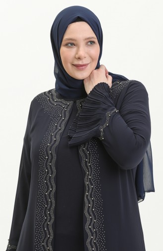 Dunkelblau Hijab-Abendkleider 4578.Lacivert
