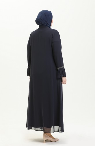 Dunkelblau Hijab-Abendkleider 4578.Lacivert