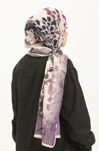 Patterned Soft Shawl 6001-12 Beige Purple 6001-12
