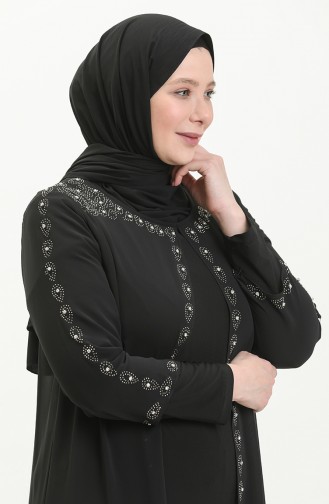 فستان سهرة بحجر مقاس كبير 5066A-01 أسود 5066A-01