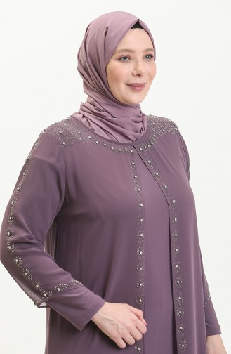 Robe de Soirée Imprimée Pierre Grande Taille 5066A-04 Rose Pâle 5066A-04