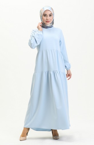 Shirred Dress1840-02 Baby Blue 1840-02