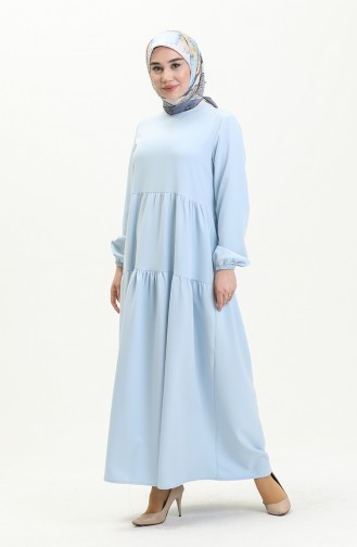Büzgülü Elbise 1840-02 Bebe Mavisi