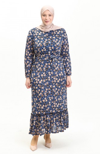 Robe à Froufrous Grande Taille 4574H-03 Bleu Roi 4574H-03