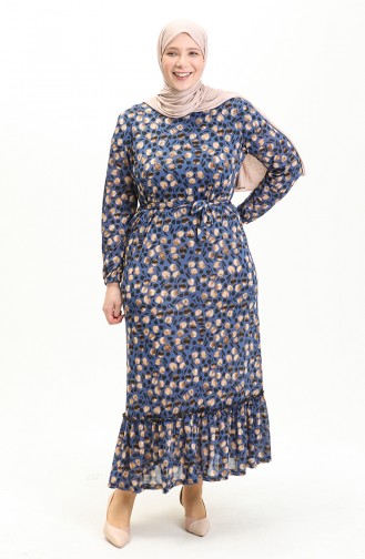 Große Größe Kleid mit Volantdetail 4574H-03 Sax 4574H-03