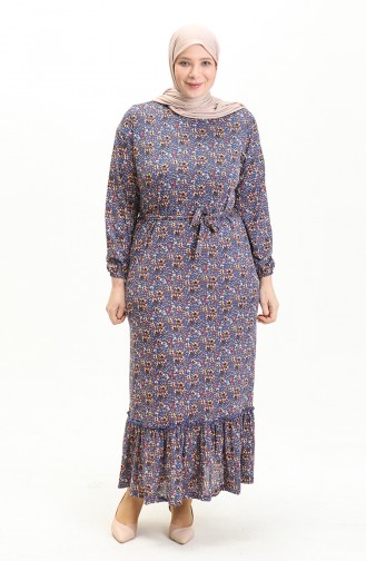 Robe à Froufrous Grande Taille 4574I-01 Bleu 4574I-01