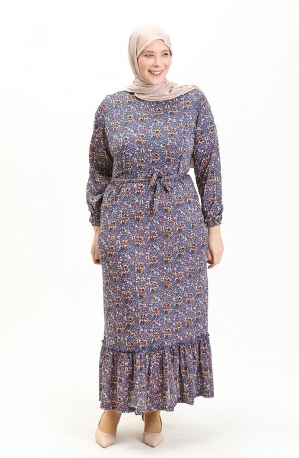 Robe à Froufrous Grande Taille 4574I-01 Bleu 4574I-01