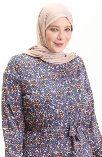 Robe à Froufrous Grande Taille 4574I-01 Bleu 4574I-01