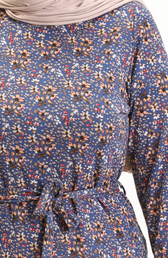 Robe à Froufrous Grande Taille 4574I-01 Bleu 4574I-01