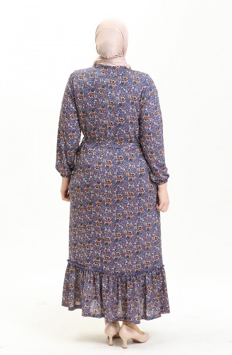 Robe à Froufrous Grande Taille 4574I-01 Bleu 4574I-01