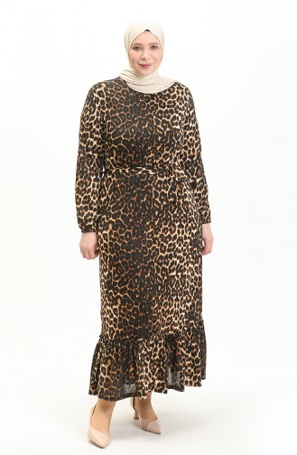 Große Größe Kleid mit Volantdetail 4574J-01 Milchkaffeefarben 4574J-01