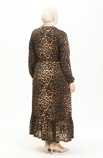Große Größe Kleid mit Volantdetail 4574J-01 Milchkaffeefarben 4574J-01