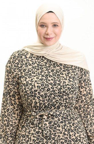 Große Größe Kleid mit Volantdetail 4574L-02 Creme 4574L-02