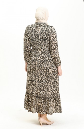 Große Größe Kleid mit Volantdetail 4574L-02 Creme 4574L-02
